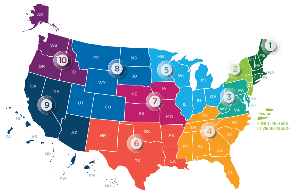 PHTCN HHS regions map PHTCN HHS regions map
